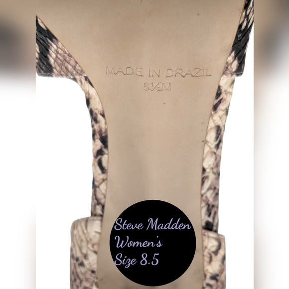 Steve Madden Dolly Pump Sz 8.5M Women d'Orsay Snakeskin Pattern Heel Pointed Toe - Picture 11 of 17